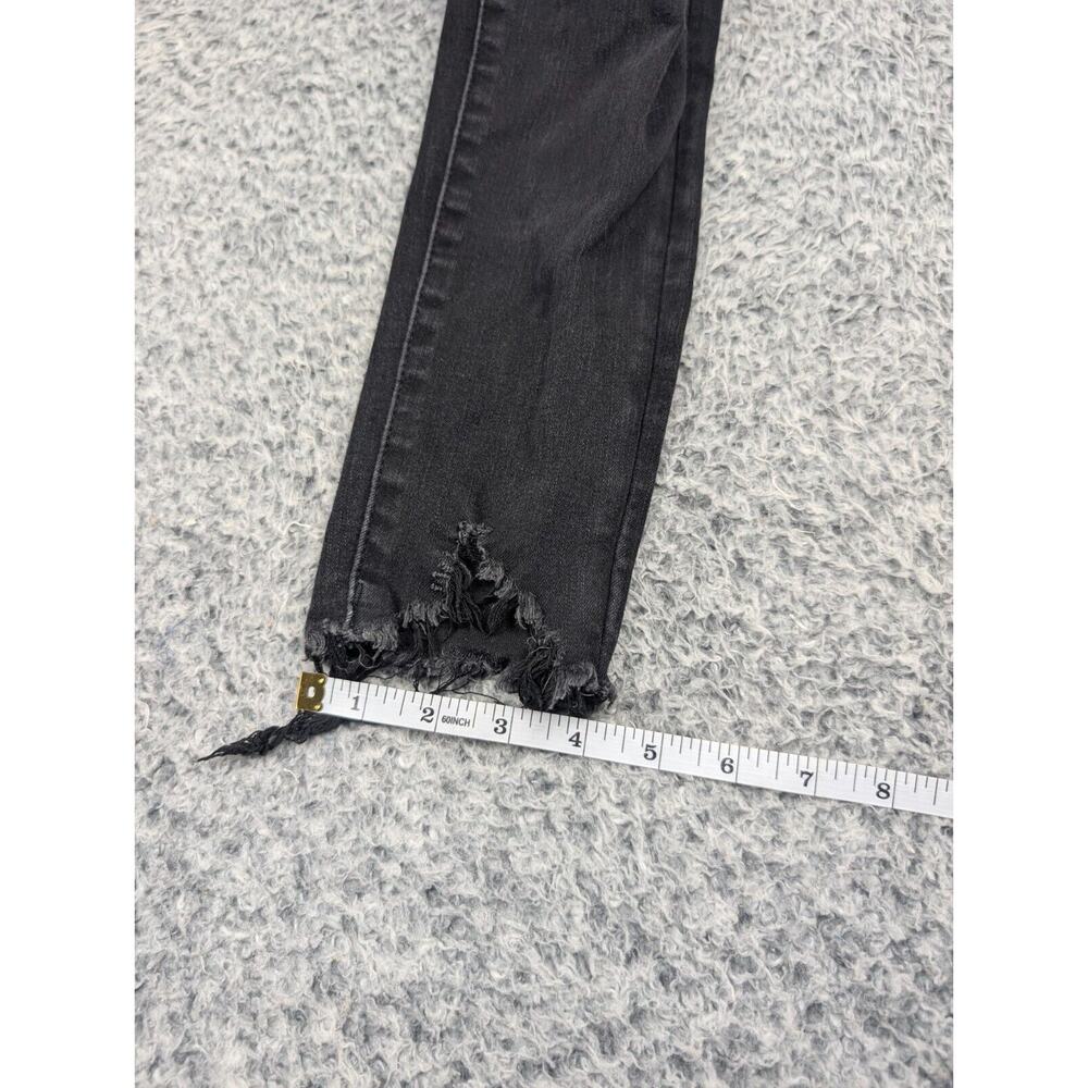 American Eagle Jeans Women 4 Black Distressed Denim Curvy Super Hi Rise Jegging - Picture 10 of 11